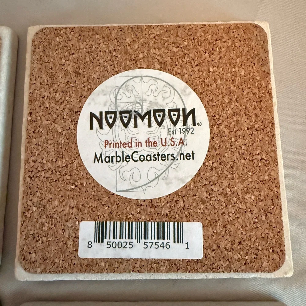Set of 4 BBQ Themed Marble Coasters new smoked pork applewood hickory grill cook